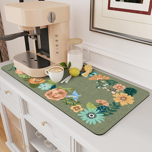 AMOAMI Coffee Mat Hide Stain Rubber Backed Absorbent Dish Drying Mat by AMOAMI