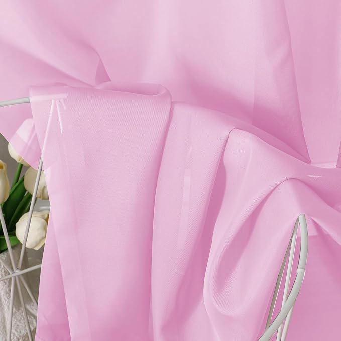 Chyhomenyc Pink Sheer Curtains 78 Inches Long 2 Panels Set - Image 6