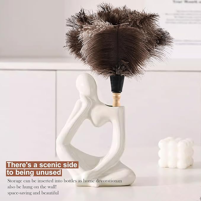 Ostrich Feather Duster 14" Natural Handheld Reusable Feathers Dusters - Image 6