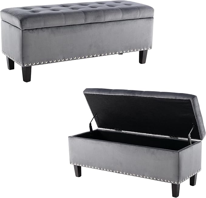 Ottoman with Storage, Storage Ottoman Bench with Button-Tufted, Upholstered End - Image 6