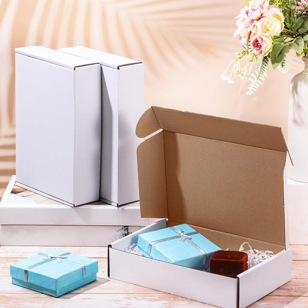 Qilery 200 Pcs 7.09 x 5.12 x 1.97 Inches Mailing Boxes White Mailer Boxes