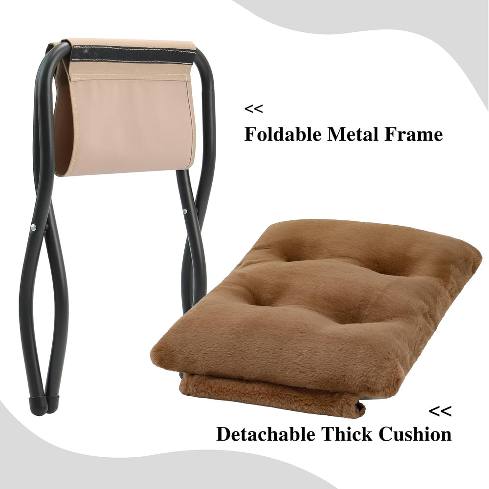 15"(H) Folding Ottoman, Foldable Footrest Stool, Portable Small Foot Sto...