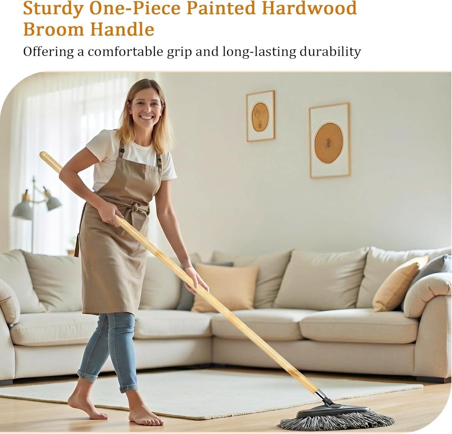 57-inch Wooden Broom Handle with Metal Threaded End, Sturdy Wood Broom Stick Pole for Home and Commercial Floor Cleaning(10 Pack)