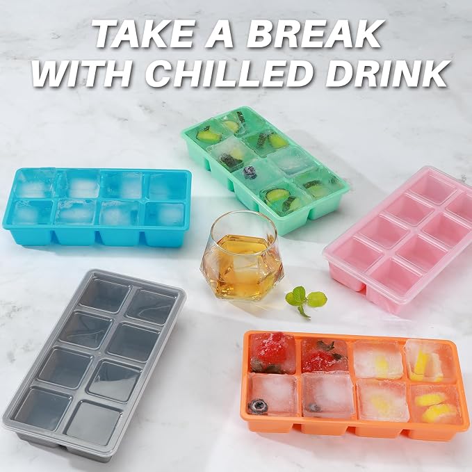 Large Ice Cube Trays, JRISBO 2 Pack Reusable Silicone Ice Cube Molds - Image 7