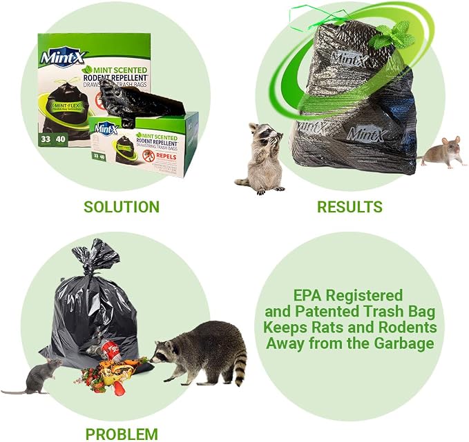 Mint-X Rodent Repellent Outdoor Home and Industrial Trash Bags - Image 3