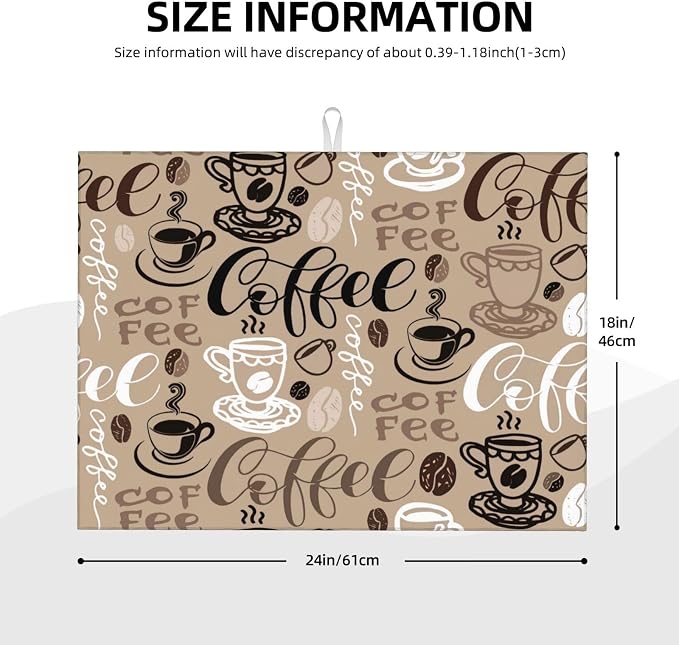 Brown Coffee Maker Beans Theme Microfiber Absorbent Reversible Dish Drying Mat - Image 3