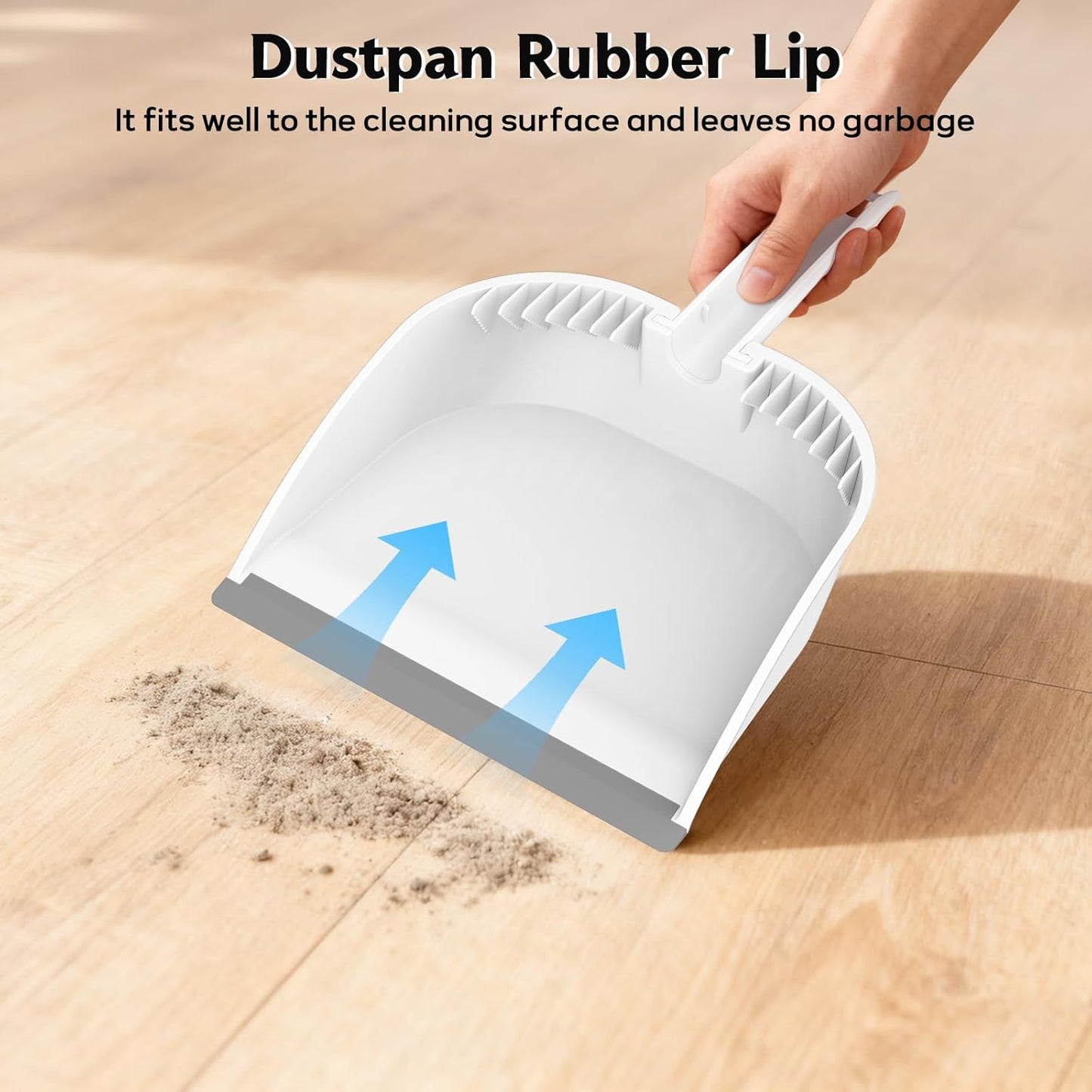 SetSail Small Dustpan and Brush Set, Nesting Snap-On Handheld Broom and Dust Pan with Teeth Portable Broom and Dustpan Set Suitable for Desktop, Pets Care, Sofa, Camping, White