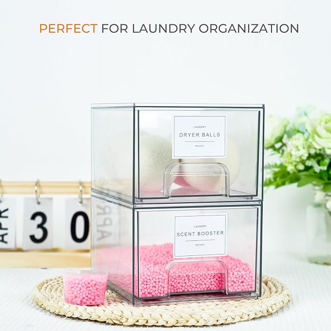 2 Pack Laundry Room Organization Storage Drawers - Image 2