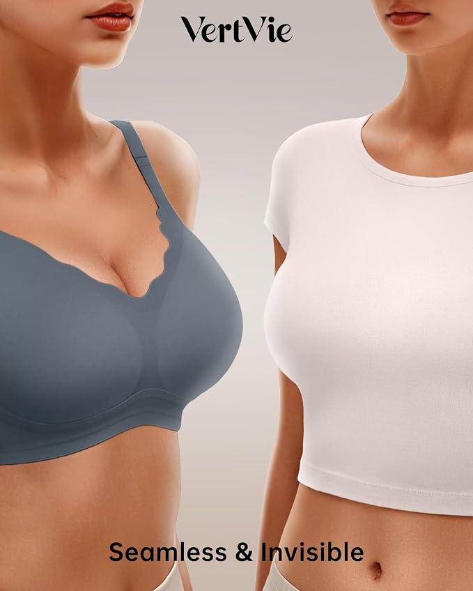 Vertvie Womens Seamless Bras No Underwire Supportive Wireless Push Up Full - Image 4