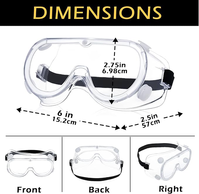Yunsailing Protective Safety Goggles Lab Over Glasses Clear Anti Fog Eye - Image 3