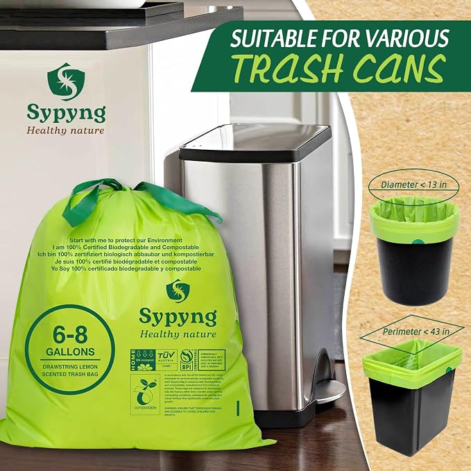 Compostable Trash Bags 6-8 Gallon – Heavy Duty, 1.1 Mil Thick, 100% - Image 4