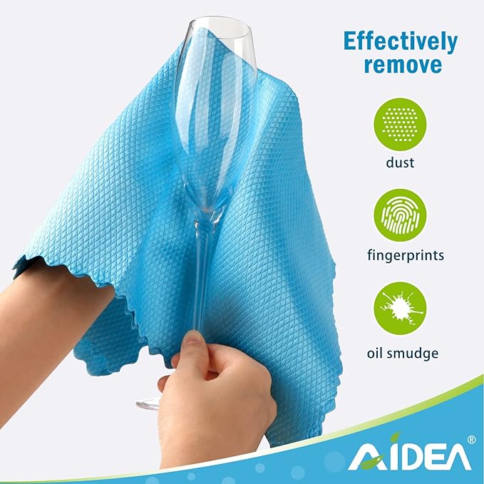 AIDEA Microfiber Glass Cleaning Cloths, Lint Free Quickly Clean Windows - Image 2