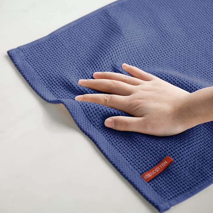 Artoid Mode 100% Cotton Navy Blue Waffle Weave Kitchen Dish Cloths, 12x12 Inch - Image 5