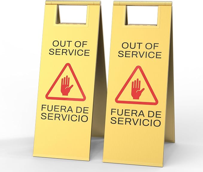 Stainless Steel Out of Service Sign Portable Foldable Sign 2-Pack by CrazyAnt