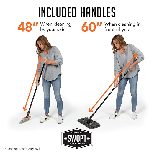 SWOPT 24” Microfiber Dust Mop, Angle Broom + 48” & 60" Steel Handles, Combo — - Image 8