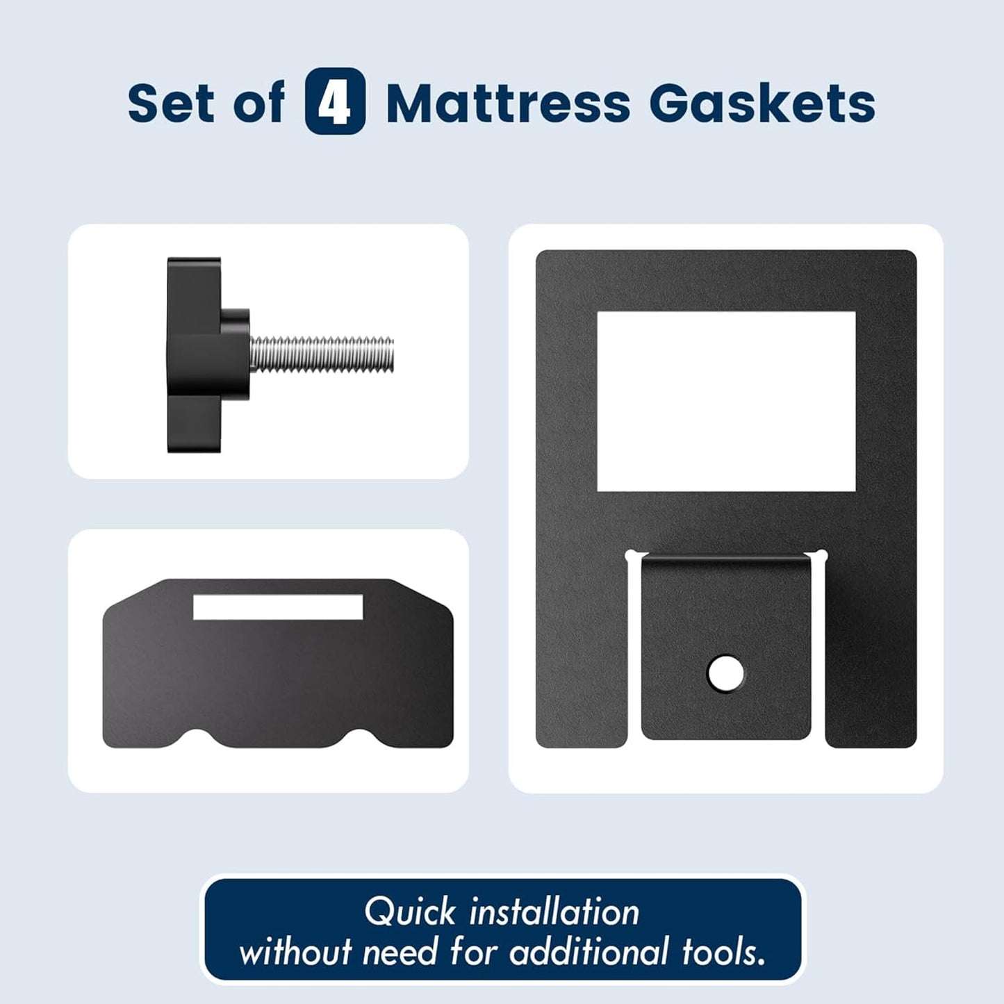 Non Slip Mattress Gaskets for Bed Frame, Mattress Holder in Place Gripper, Heavy Duty Anti-Slip Baffle Mattress Retainer Bar, Keep Mattress from Sliding Gripper, Adjustable, 4 PCS, Bed Parts