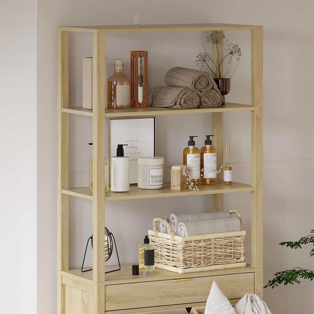 Double Tilt Out Laundry Hamper with Drawer, Hidden Laundry Hamper Cabinet wit...