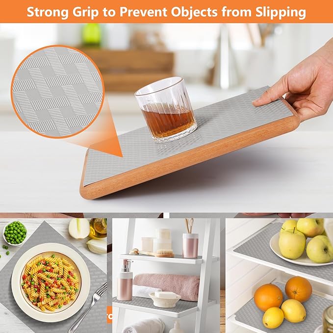 Light Gray Shelf Liners for Kitchen Cabinets Refrigerator Liners Waterproof & - Image 6