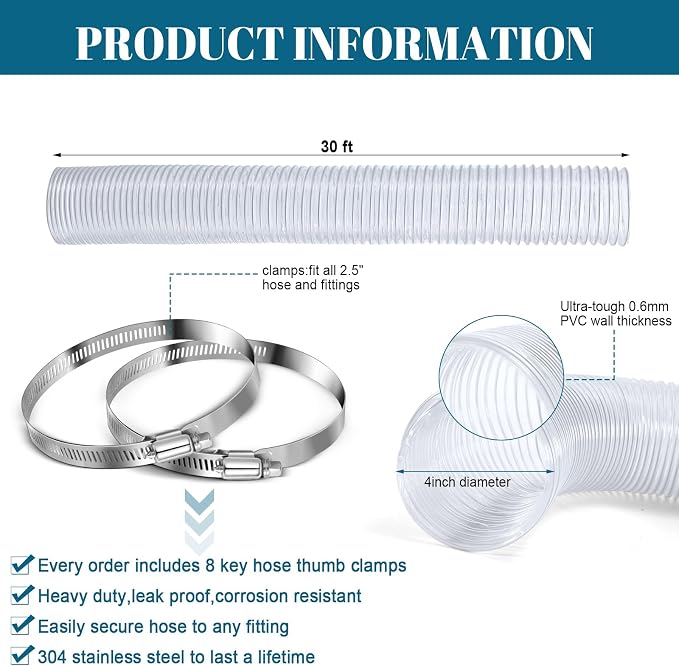 4 Inches 30 ft PVC Dust Collection Hose - Image 3