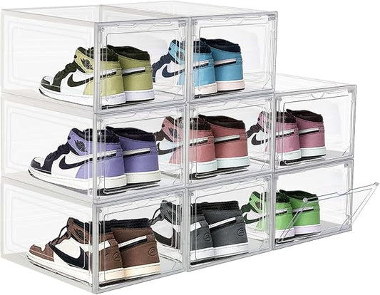 8 Pack Shoes Box Display Case Thicken Shoe Organizer Stackable Boxes by DAYOOH