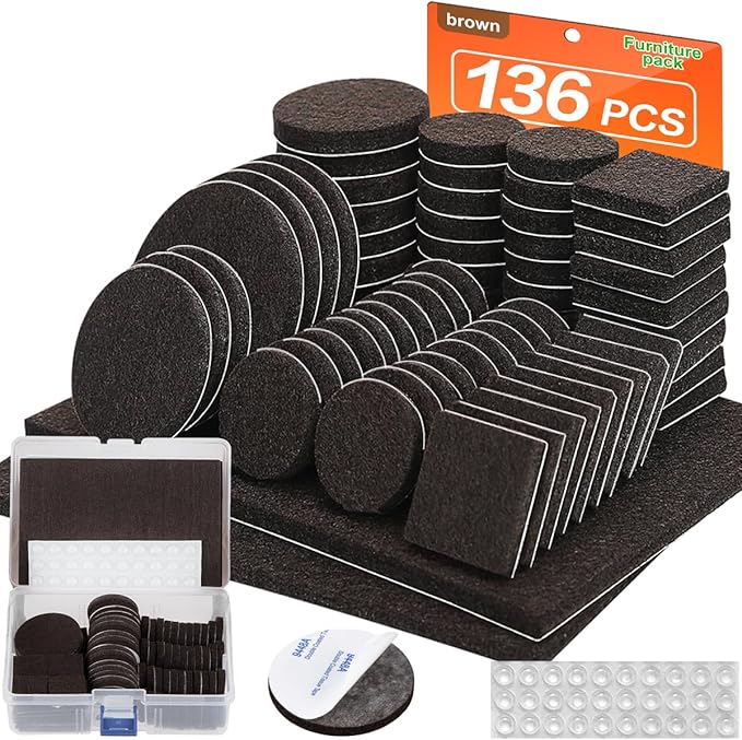 Felt Furniture Pads 136 Pieces, Furniture Pads by FurniMate