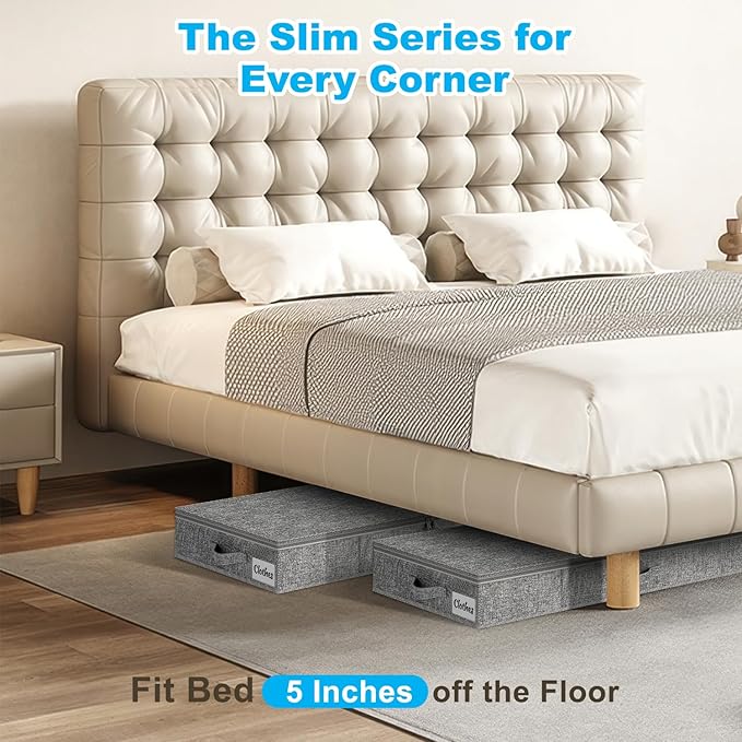 Under Bed Storage Container Bins 2 Pack, 5 Inch Thin Low Profile Underbed - Image 3
