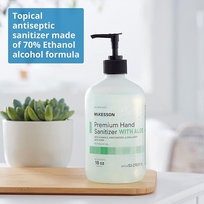 McKesson Hand Sanitizer with Aloe, 18 oz Pump Bottle – 70% Ethyl Alcohol - Image 3