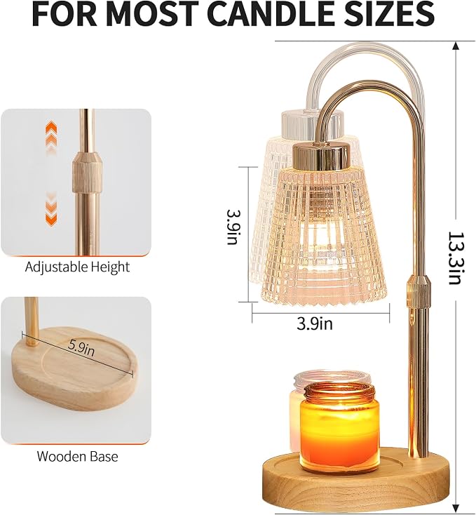 Gold Candle Warmer Lamp with Timer and Dimmer, Fragrance Electric Wax Melt - Image 3