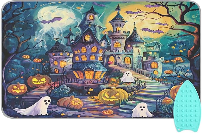 Cute Cartoon Halloween Bat Castle Ghost Pumpkin Ironing Mat Thickened Ironing by QwThum