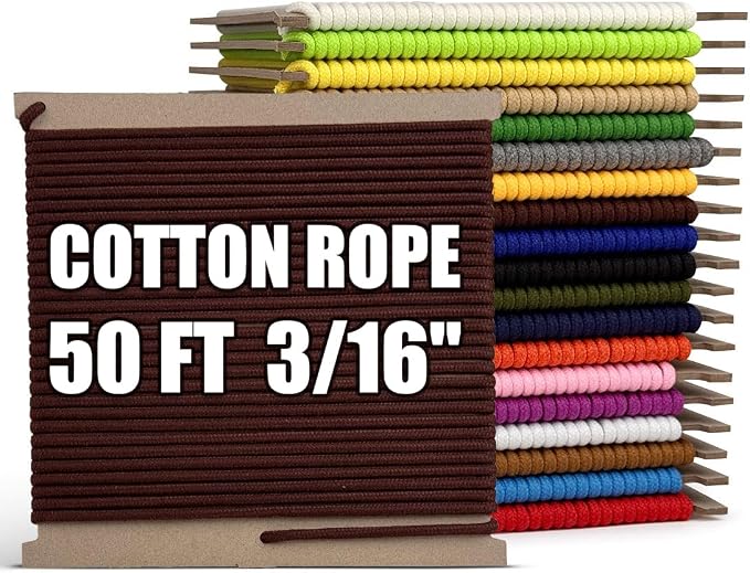 PerkHomy 500lb Cotton Rope 3/16" 50 ft Multi Purpose Utility Diamond Braided by PerkHomy
