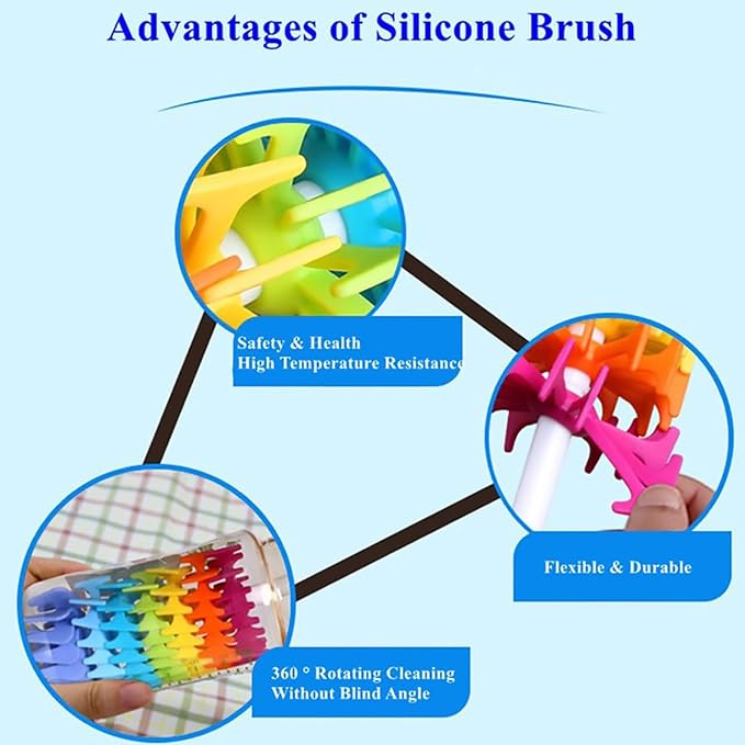 Rayhee Bottle Brush Cleaner-Baby Milk Bottle Cleaner Soft Silicone Bottle - Image 7
