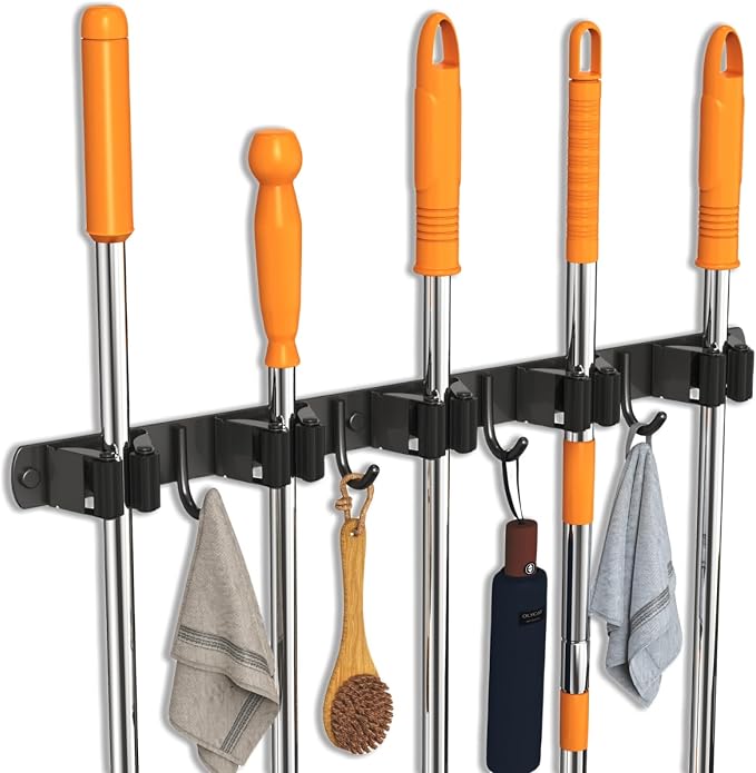 2 Pack Mop and Broom Holder Wall Mount, Non-slip Broom Hanger Wall Mount - Image 3