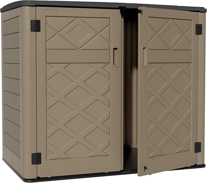 ZZM Large Outdoor Storage Shed, 48 Cu Ft Resin Versatile Storage Cabinet by ZZM
