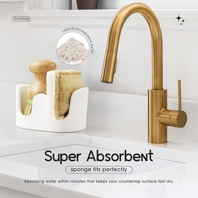 2 Pack Double Sponge Holder, Diatomite Stone Absorbent Sponge Stand - Image 3