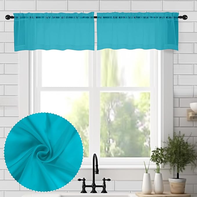Chyhomenyc Sheer Valances for Windows 2 Pieces, 42Wx14L Inches Small Valance by Chyhomenyc