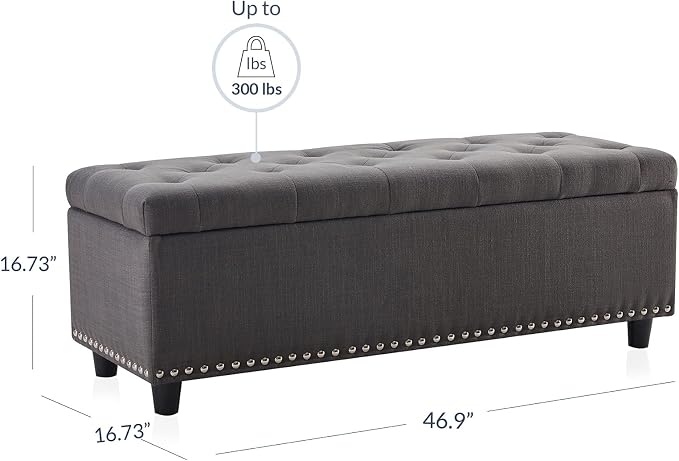 BELLEZE 47" Storage Ottoman, Storage Bench - Image 2