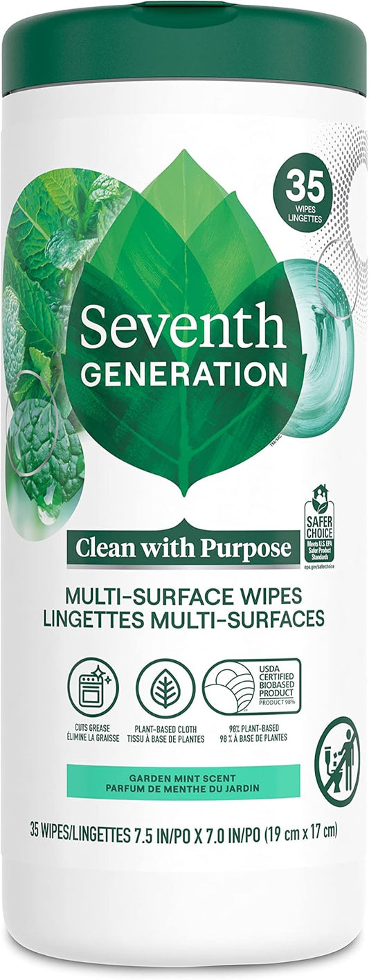Seventh Generation Multi-Surface Cleaning Wipes, Garden Mint Scent, Cuts Grease by SeventhGeneration