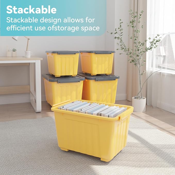 Nazhura Plastic Storage Bin, Stackable and Nestable Storage Boxes