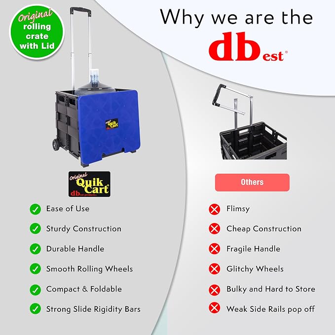 dbest products Quik Cart Collapsible Rolling Crate on Wheels - Image 5