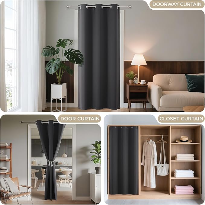 Joydeco Blackout Door Curtain for Doorway Privacy 72 Inches Long, Grommet - Image 4