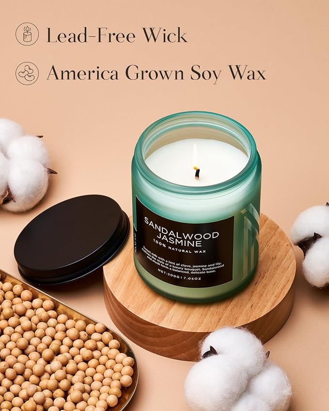 M&SENSE Sandalwood Jasmine Scented Candles, Natural Soy Wax Best Smelling - Image 3