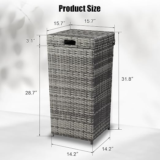 VINGLI Wicker Patio Trash Can, 27 Gallon Rattan Trash Can - Image 7