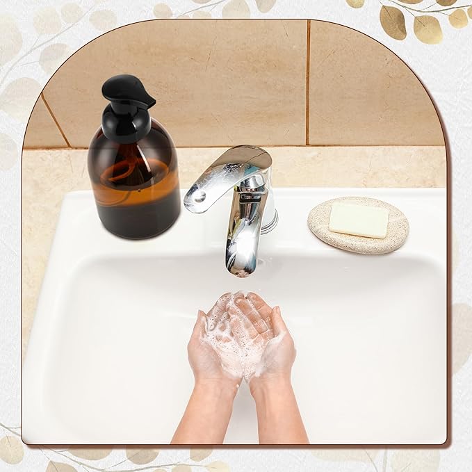 Uiifan 16 Pcs 17 oz Amber Foaming Soap Dispenser Refillable Foam Pump Bottle - Image 6