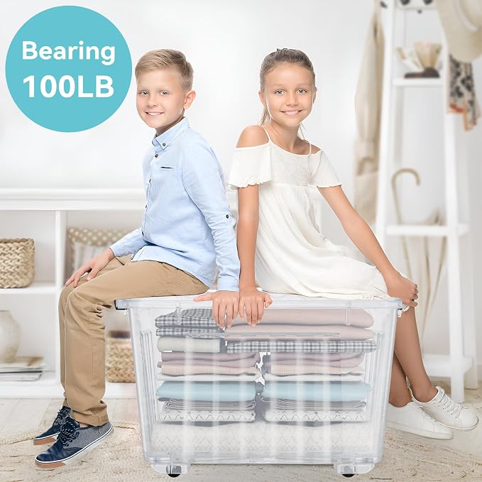 Nazhura 97Quart Plastic Storage Bin, Stackable and Nestable Storage Boxes - Image 7