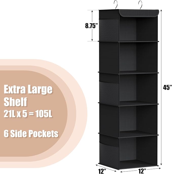 Simple Houseware 5 Shelf Hanging Closet Organizer - Image 3