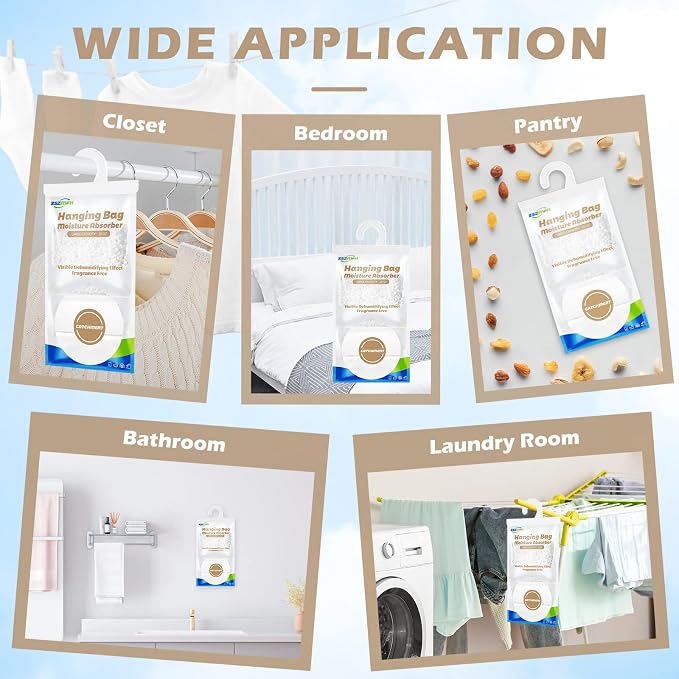 ZSZMFH 8 Pack Moisture Absorber Hanging Bags, Fragrance Free Humidity Packs - Image 7