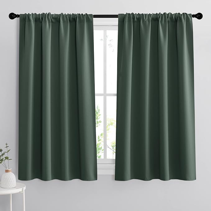 RYB HOME Room Darkening Curtains 45 inches Length, W 42 x L 45 inch, 2 Panels by RYBHOME