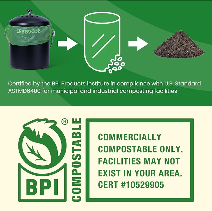 1.3 to 1.6 Gallon Compostable Trash Bags, Food Waste, Dispenser Packs Organic - Image 4