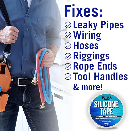 White Heavy Duty Silicone Tape, Self-Fusing Rubber Hose and Plumbing Water Pipe - Image 4