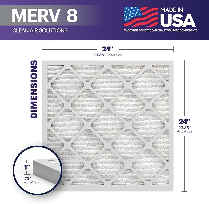 BNX TruFilter 24x24x1 Air Filter MERV 8 - Image 2